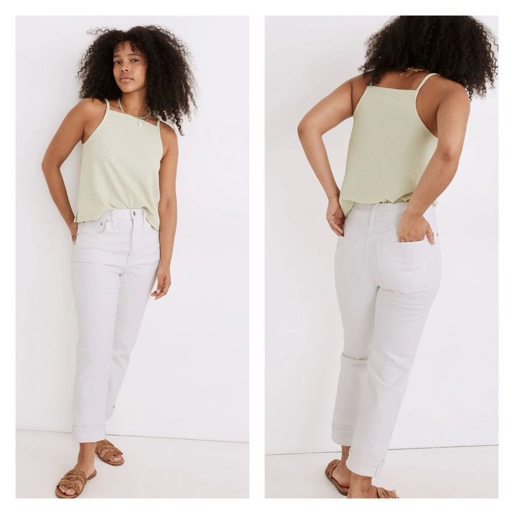 Madewell The High-Rise Slim Boyjean Boyfriend Jeans in Tile White Size‎ 27”